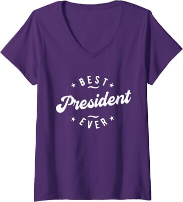 Best President Ever American Support Theme Ladies' V-Neck Tshirt