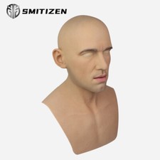 SMITIZEN Realistic Silicone Adult Male Face Mask Headwear Costume Cosplay Party