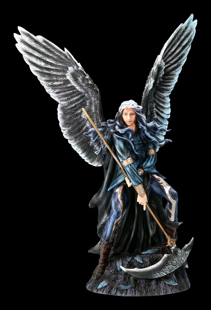 Gothic Fantasy Reaper Angel Figure With Scythe Decorations 46.5Cm