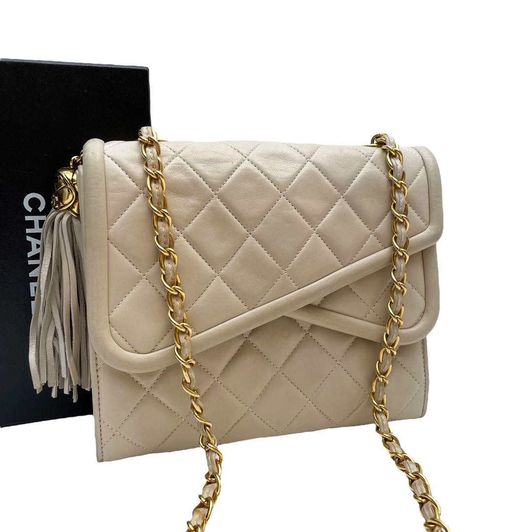 Chanel Lambskin Matelasse Fringe Chain Crossbody Bag Black