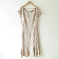 VALENTINO Stretch French Sleeve Midi Dress, Size 8, Pink Beige Women USED