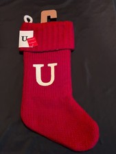 Wondershop Knit Christmas Stocking U Dark Red NWT 18"