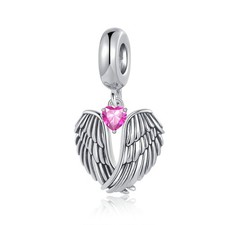 Guardian Angel Wings Charm Jul Heart Birthstone Bead Compatible With Bracelet Wo