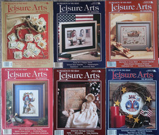 6 Vintage Leisure Arts Magazines; '89-'92; 147 Projects; Cross Stitch, Crochet