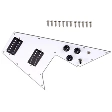 White HH Guitar Prewired Loaded Pickguard Fit Flying V Guitars