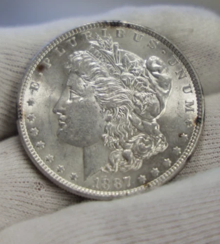 1887 US Morgan Silver Dollar $1 AU+
