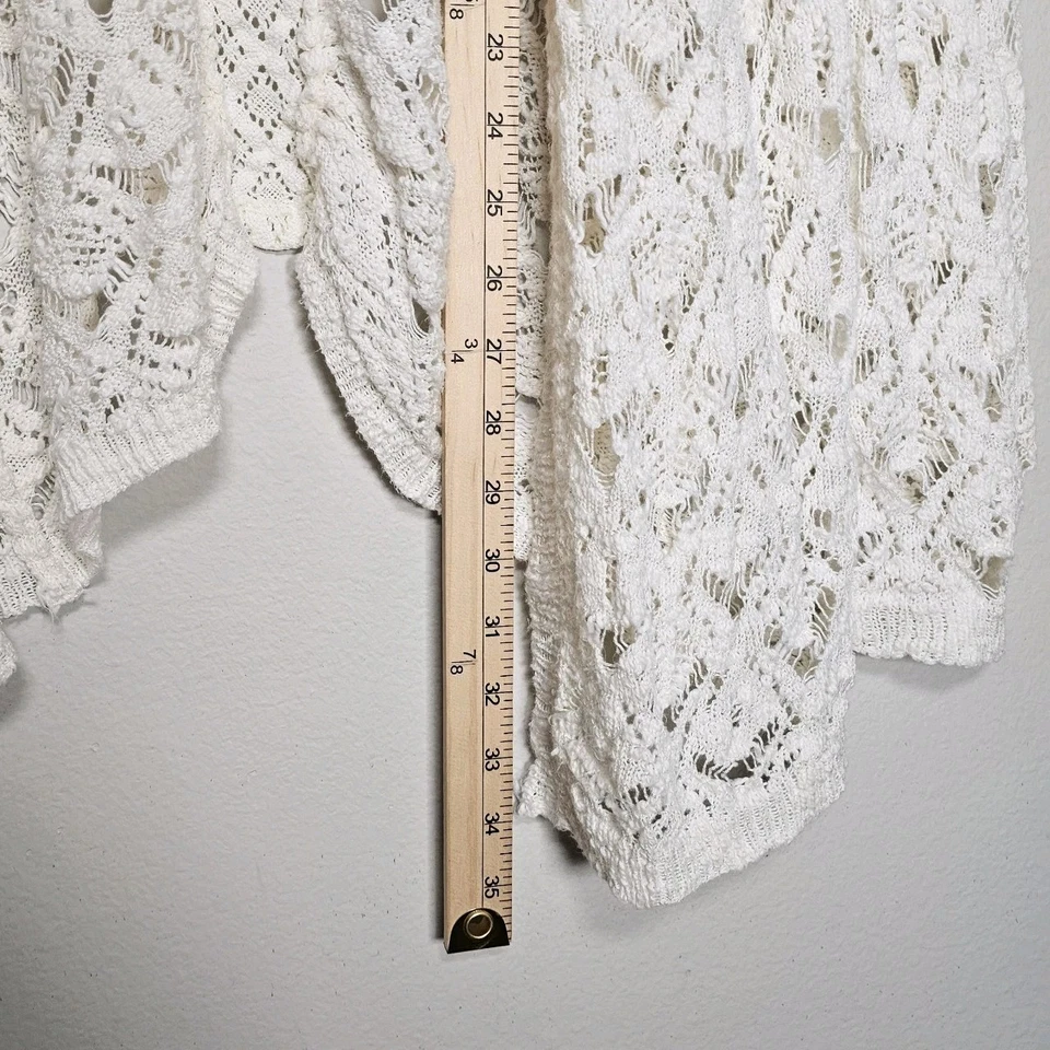 American Rag женщин XL богемное минималистский кардиган открытый вязаный Airy свитер кружева - Изображение 4 из 4