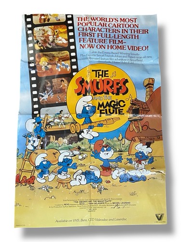 The Smurfs And The Magic Flute Video Store Movie Poster 1983 Promo Rare Vhs Beta