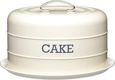 Living Nostalgia Airtight Cake Storage Tin / Cake Dome, 28.5 X 18 Cm, Antique Cr