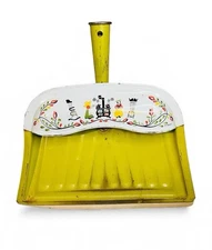 Vintage J.V. Reed USA green metal Dutch folk art M. Taber dustpan