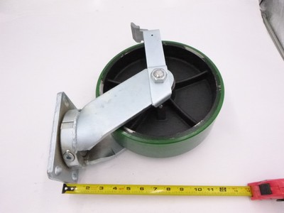 10'' x 3'' Super Heavy Duty Polyurethane Wheel Swivel Caster w/ Brake Green