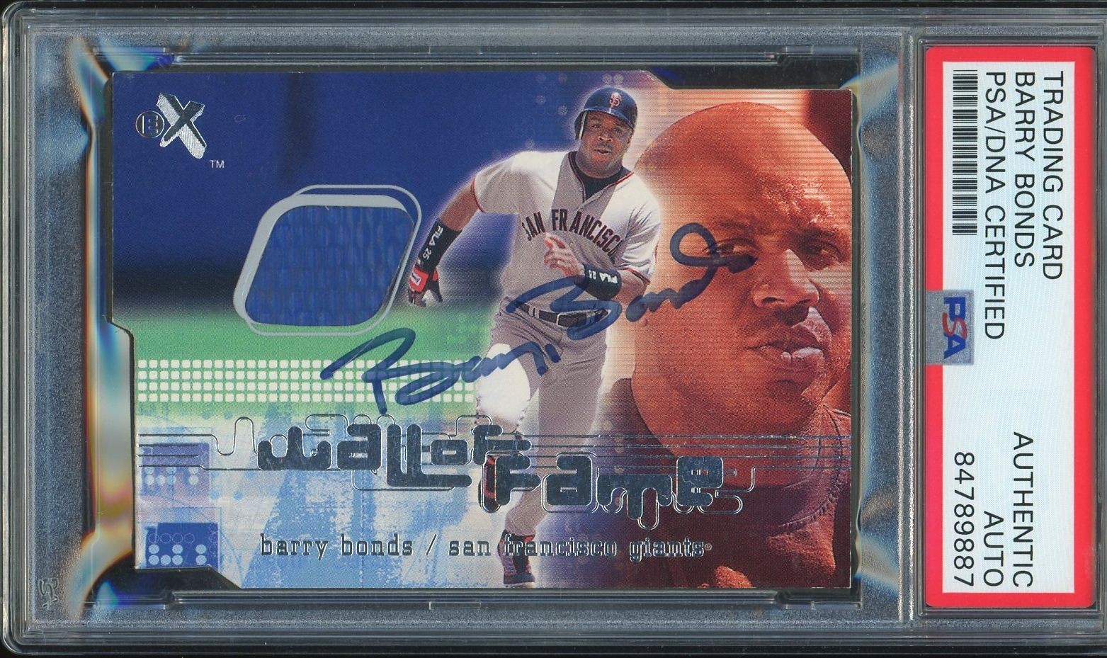 BARRY BONDS Autograph 2001 Fleer E-X Wall of Fame PSA/DNA PSA AUTO Signed view 1