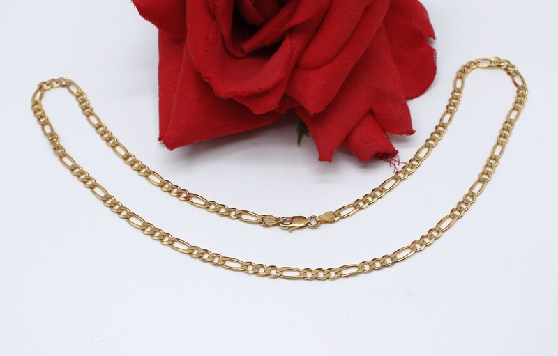 Sterling Silver Vermeil  Figaro Chain  10.95g 20"  Italy Necklace  CAT RESCUE
