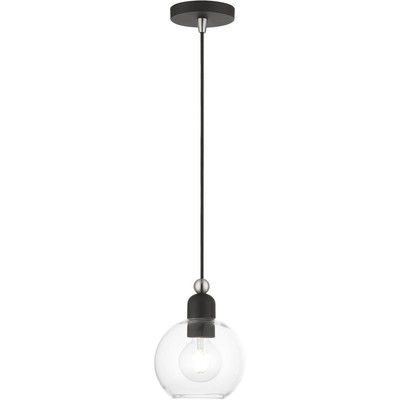 Livex Lighting 48971-04 Downtown Mini Pendant Black with Brushed Nickel Accents