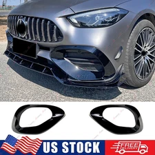 Glossy Black Front Bumper Vent Hole Covers For 2022-2025 Benz W206 C300 AMG C43