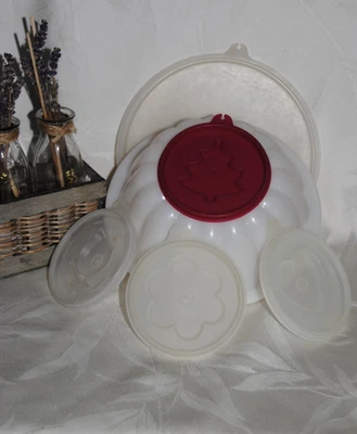 🌟TUPPERWARE Moule à Charlotte + 4 Fonds + Couvercle 6 Pièces Ø 20 cm Blanc - Photo 1/4