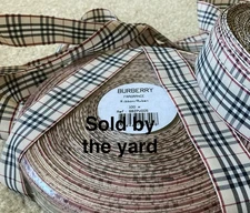 Burberry Plaid NOVA Check Gift Wrapping Ribbon 1"W  Priced by the Yard