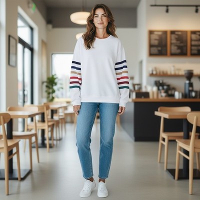 Womens Sweater Long Sleeve Striped Arms Pixie Lady Sz XXL NEW