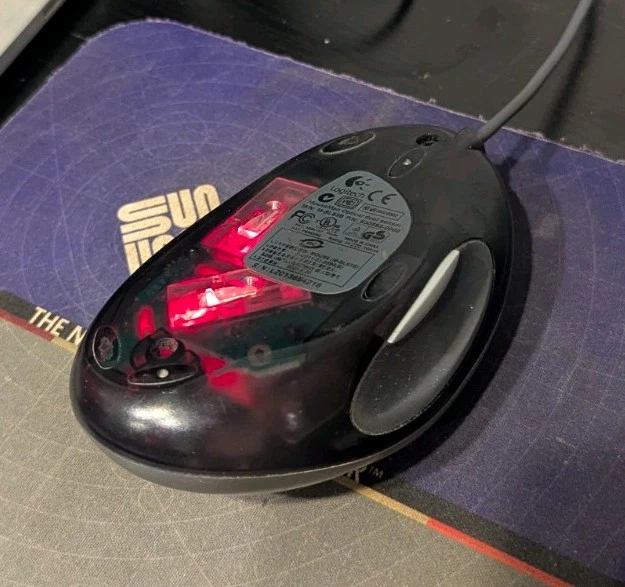 RARE Logitech Mouseman Dual Sensor Optical USB Wheel Mouse M-BL63B Corded Tested - Image 2 of 4