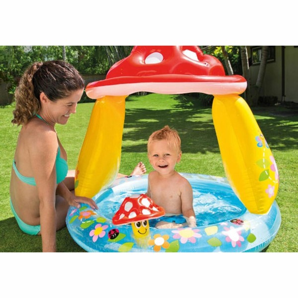 Intex Babypool Mushroom Mit Sonnenschutz, Wasserbedarf Ca 45L Aufblasbarer Boden-image