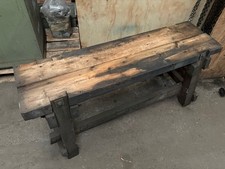 Large Vintage Industrial wooden Workbench Table Trestle Heavy Duty Prop Display
