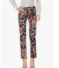Just Cavalli Sz 44 Black Paisley Butterfly Floral Pants Y2K Low Rise Vtg Preppy