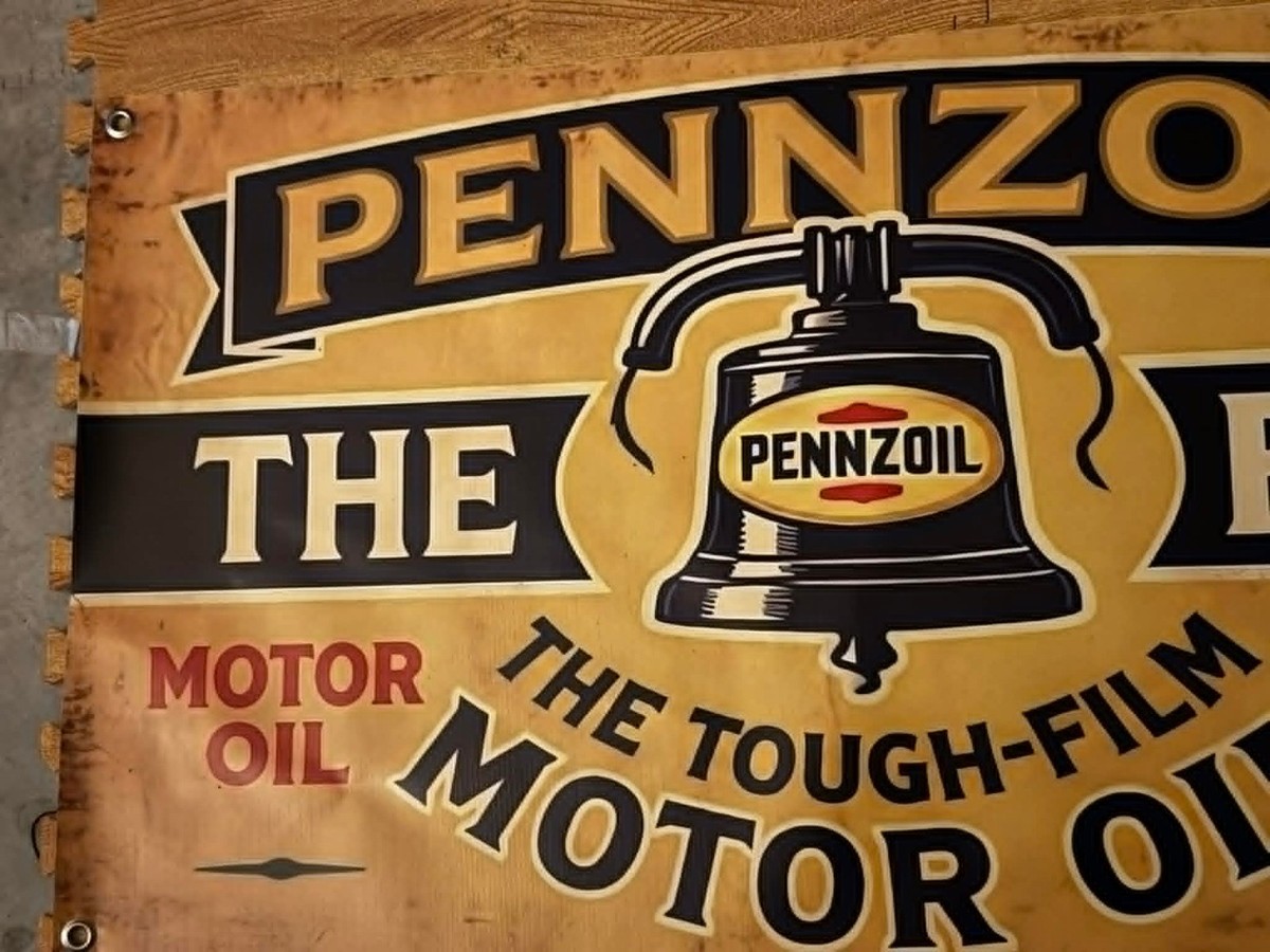 Pennzoil Motor Oil Banner 40x22 1930s Reproduction Vintage Gas Oil