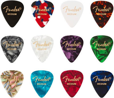 Fender 351 Zelluloid Plektren, Hochwertiges Gitarrenplektren Set in Klassischer