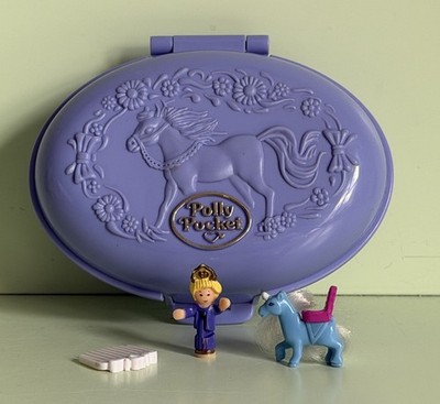 Polly Pocket UNICORN MEADOW Compact Playset 1995 Vintage Bluebird 100% COMPLETE