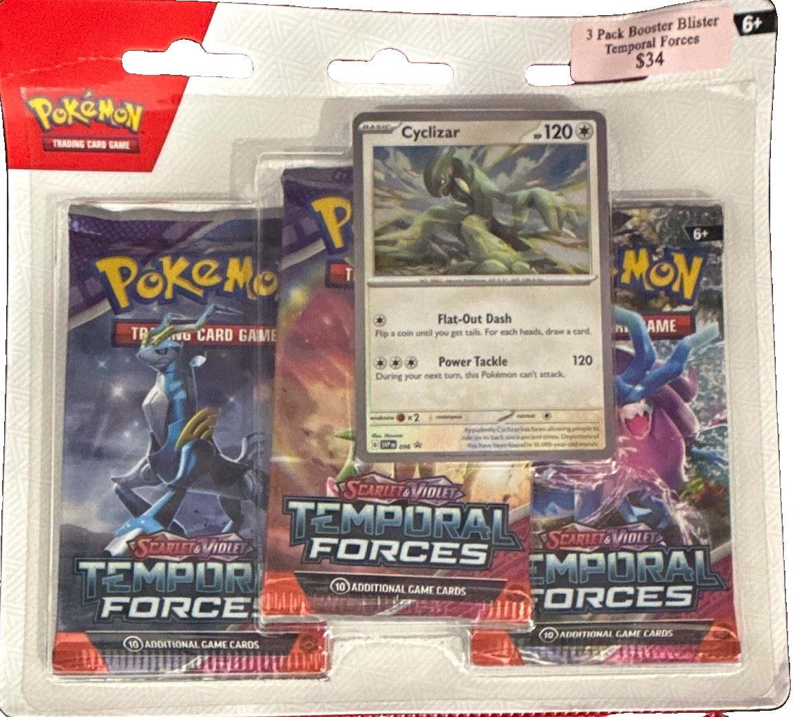 Pokemon TCG Temporal Forces 3-Pack Booster Blister Cyclizar Promo