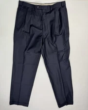 Ralph Lauren Mens Pants 35x32 Black Wool Cashmere Slacks Luxury Modern Cuffed