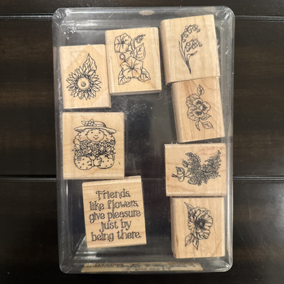 Stampin' Up! Rubber Stamps 1995 FLOWERS GIVE PLEASURES BOTANICAL GARDEN GIRL 