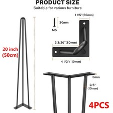 4x Hairpin Legs Hair Pin Legs Set for Furniture Bench Desk Table Metal Steel DIY