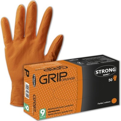 Grip Orange Einweghandschuh XL Gr. 10 Grip Orange Nitril extrem Reißfest