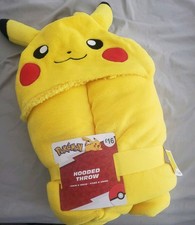 NEW Primark Pikachu Pokemon Hooded Throw Fleece Blanket 120x150cm with 3D Ears