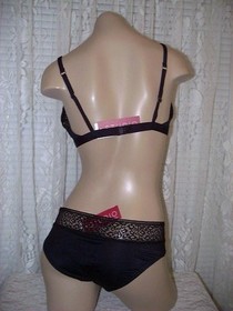 La Perla Studio Fiorenza 36B L Wire Free Triangle Bra Panty Set Black