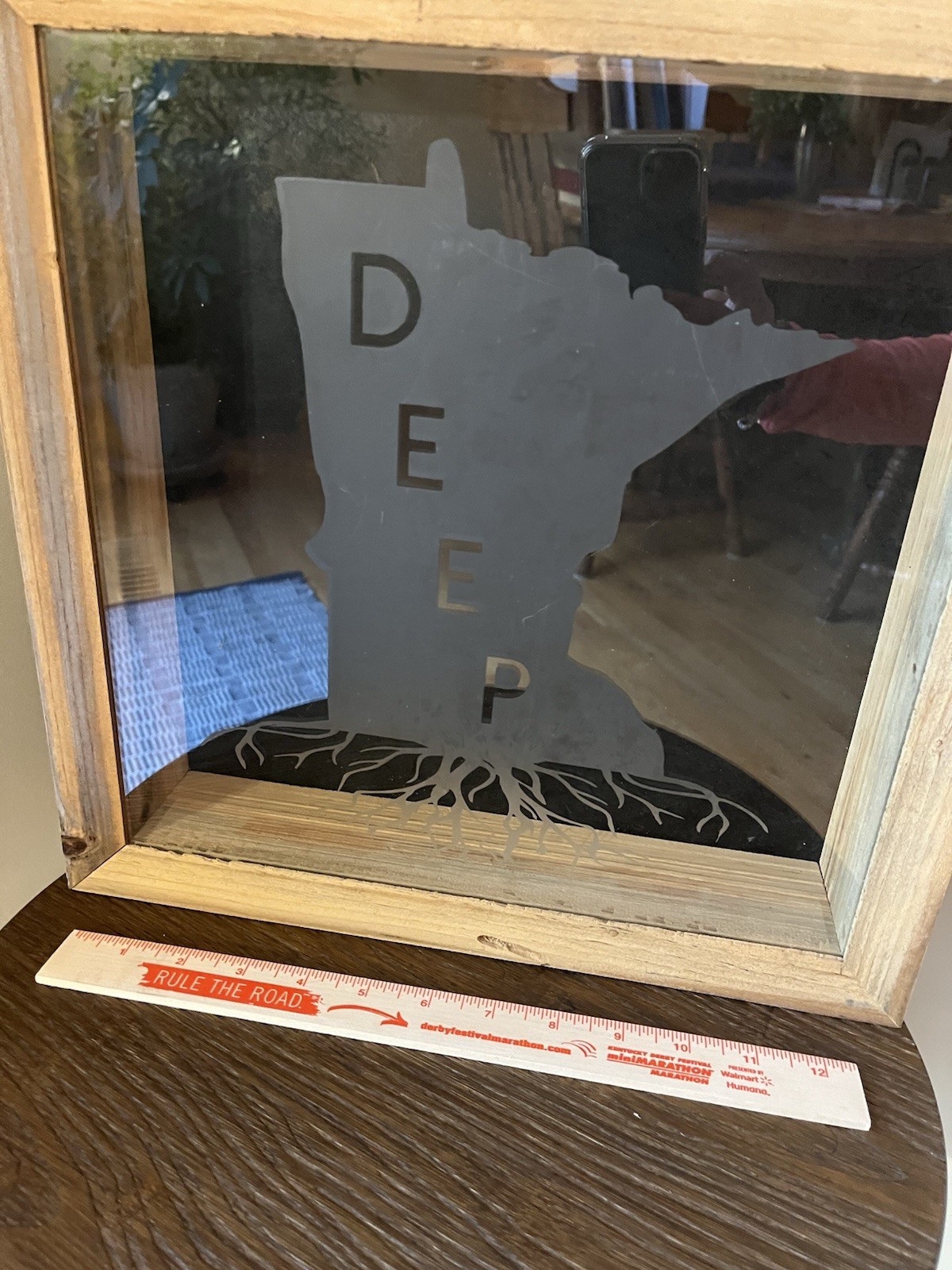 Minnesota Deep Roots glass front etched wine cork holder wall decor