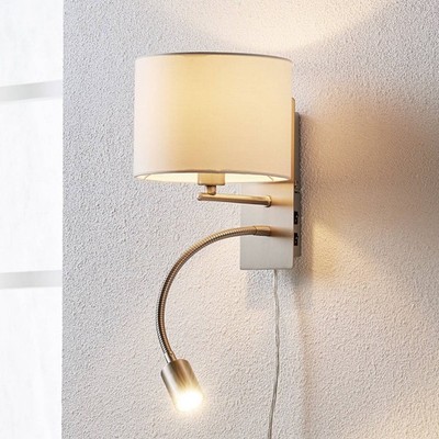 Lindby Wandleuchte, Wandlampe Innen 'Florens' (Modern) in Alu aus Textil (1 flam