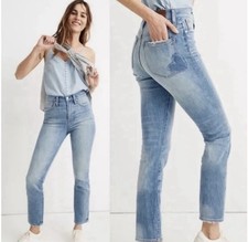 Madewell The Perfect Vintage Jeans 27 Heart Patch Distressed Light Wash