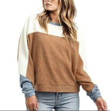 Intimately Free People Blue Monday Fleece Boho Pullover Womens Size Large