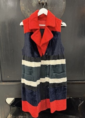 Drome Pelzweste Lammfell Reversibel Fur Wendejacke Shearling beidseitig Bunt S M