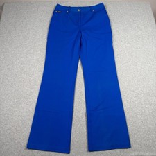 St John Sport Blue Straight Leg Stretch Cotton Pants Gold Hardware Size 6