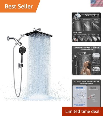 Spa-Like Shower Experience: Adjustable 6-Mode Rain Shower Head & Handheld Unit