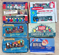 6 Box Lot Vintage 1950-60s Christmas Holiday Lights~Peerless~Royal Mazda~USAlite