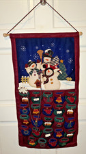 Large 28"  Felt Advent 90's Calendar Christmas Decor Snowman Stocking Pockets
