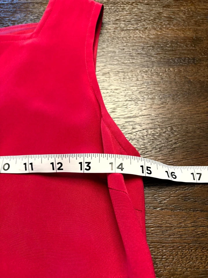 Talbots Cranberry Red 100% Silk Sleeveless Square Neck Midi Dress Size 2 Petite - Image 4 of 4