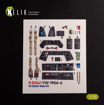 Kelik K35041 FW-190A-6 interior 3D decals for Border Models kit 1/35 scale