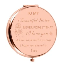 Easter Basket Stuffers, Sister Gifts Compact Mirror, Sisters Gifts Rose Gold 