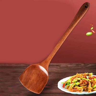 Spachtel Domestique Spatule En Bois Poêle Antiadhésive Spécial Ménage Longue Poig