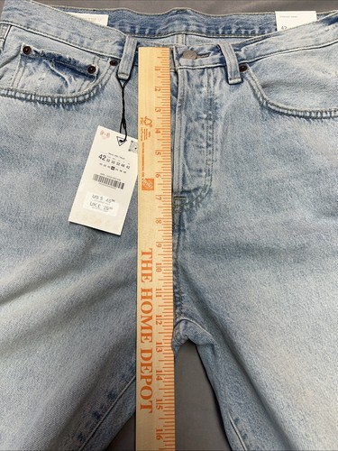Zara Denim Button fly Jean Shorts Men Size 32 LIghtWash Lightly Distressed NWT - Picture 18 of 20
